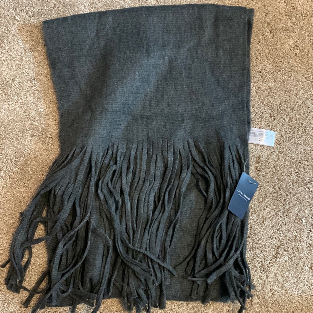 Lucky brand charcoal gray tassel scarf